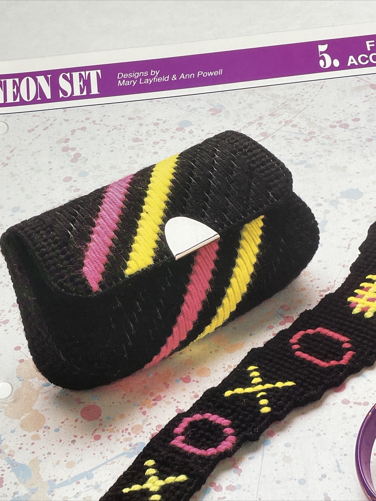 Neon Set Purse Belt Barrette Annie's Plastic Canvas Pattern