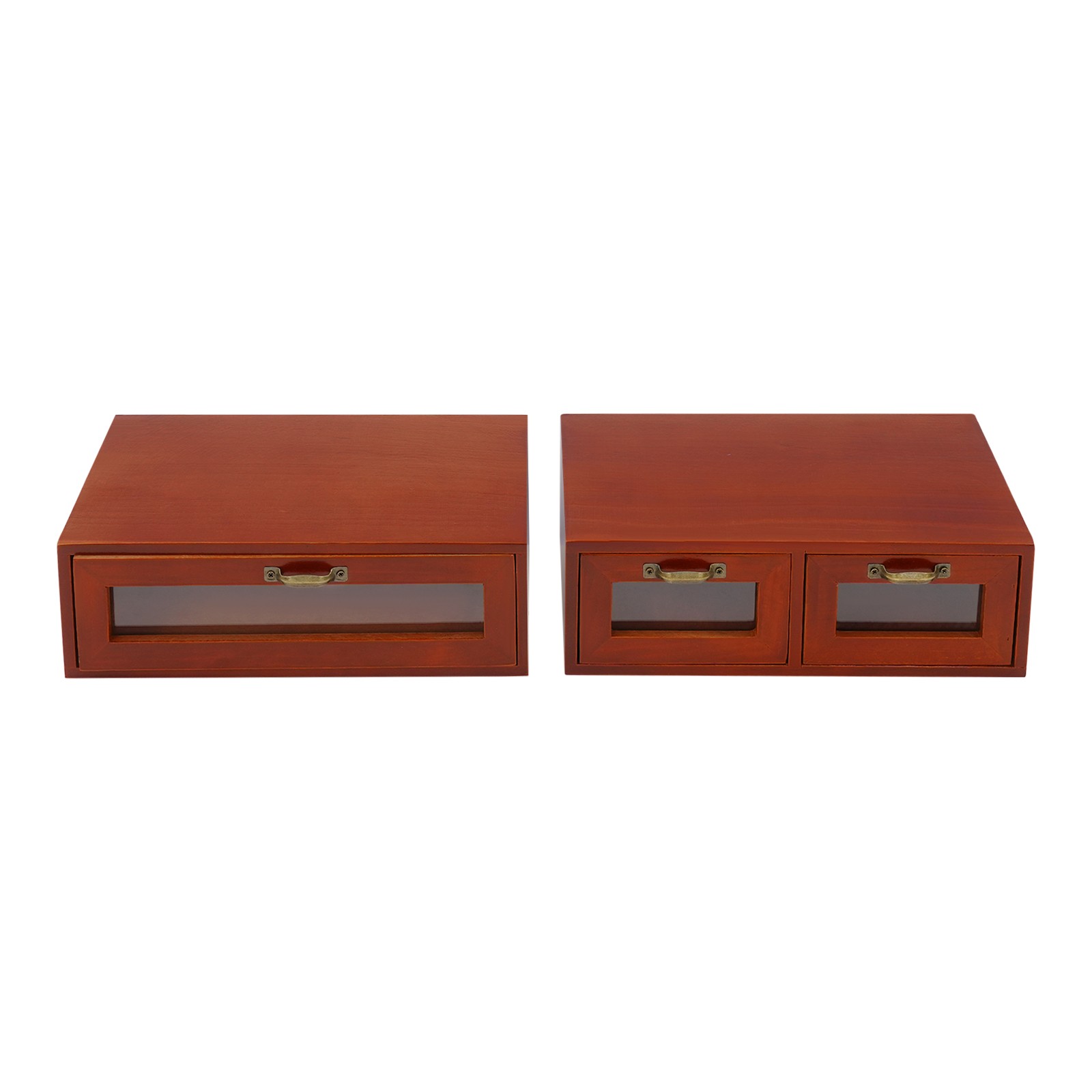Stackable Wooden Storage Cabinets, 2 Desktop Organizing Cabinets with 3 Drawers