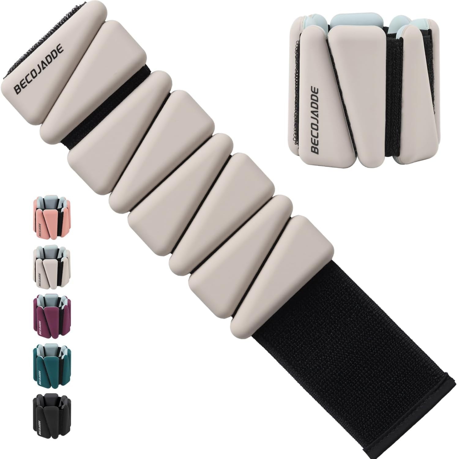 Ankle Weights Set 1-3lb Adjustable Wrist Weights for Workout (Pewter Beige,2 Lb)