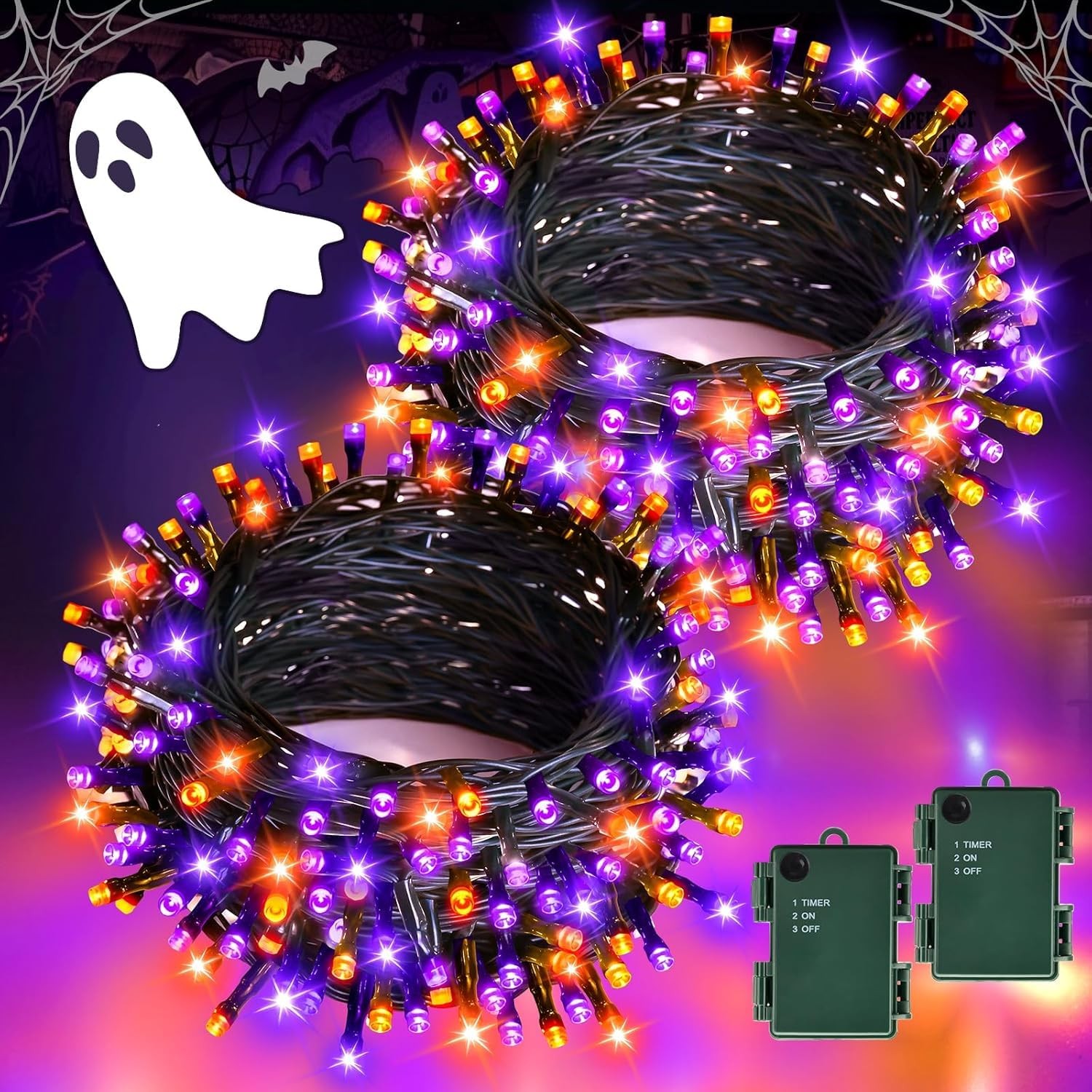 Halloween Lights Outdoor, Total 39Ft 120LEDs Orange and 39Ft, Purple
