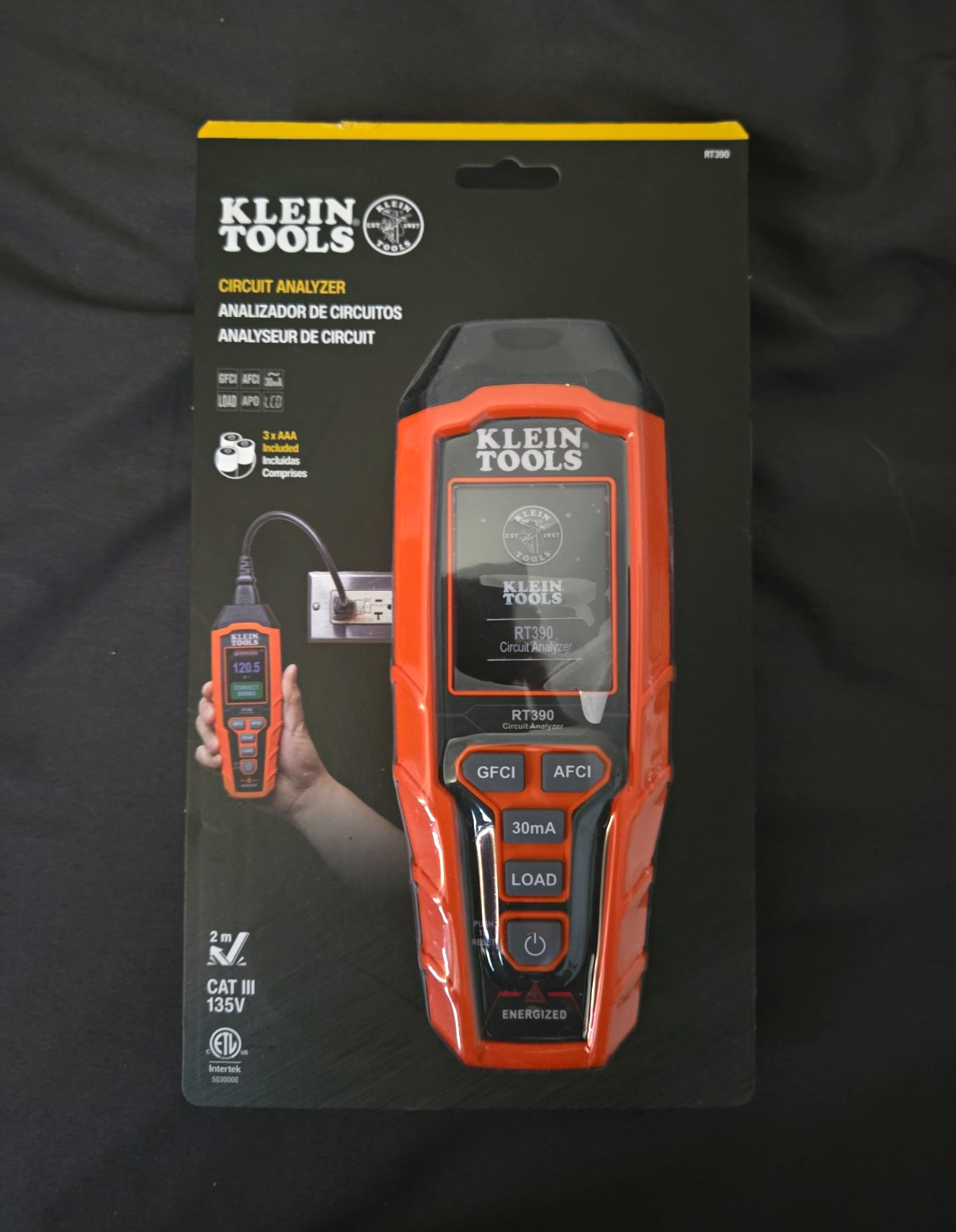 Klein Tools RT390 Circuit Analyzer, Digital Display, Auto Power Off, Orange