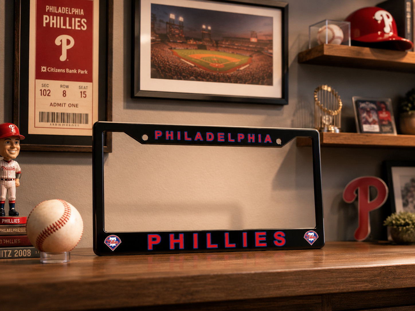Philadelphia Phillies Black License Plate Frame Cover - Black - Eliteauto3k