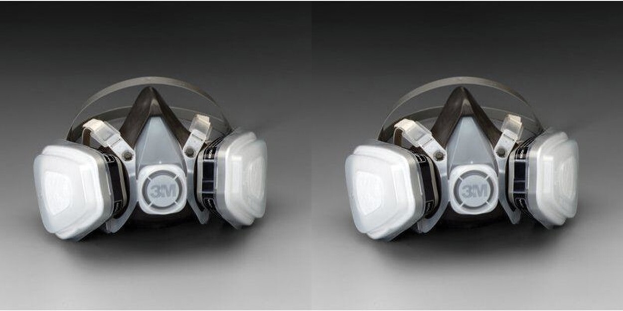 3M 07192 Dual Cartridge Respirator Assembly Organic Vapor, Medium (2 PACK)