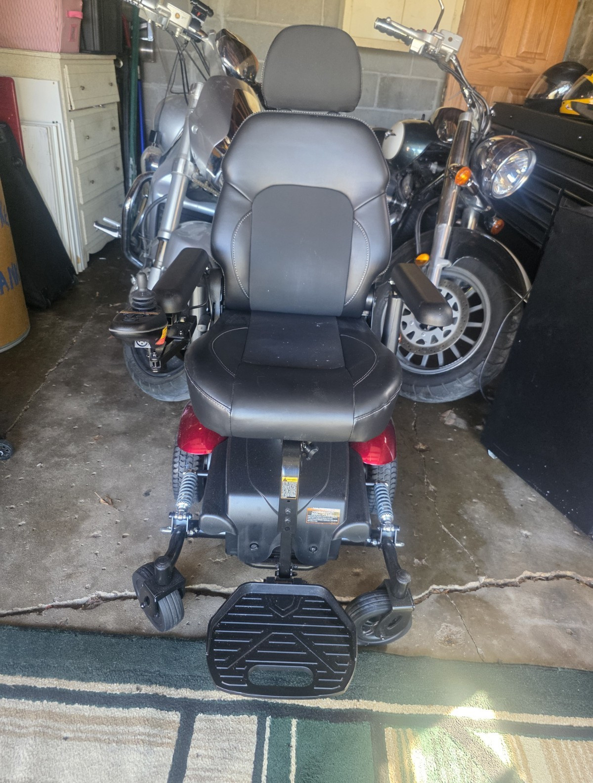 Merits Vision Sport Electric Power Wheelchair Ergonomic Joystick Black Red Steel