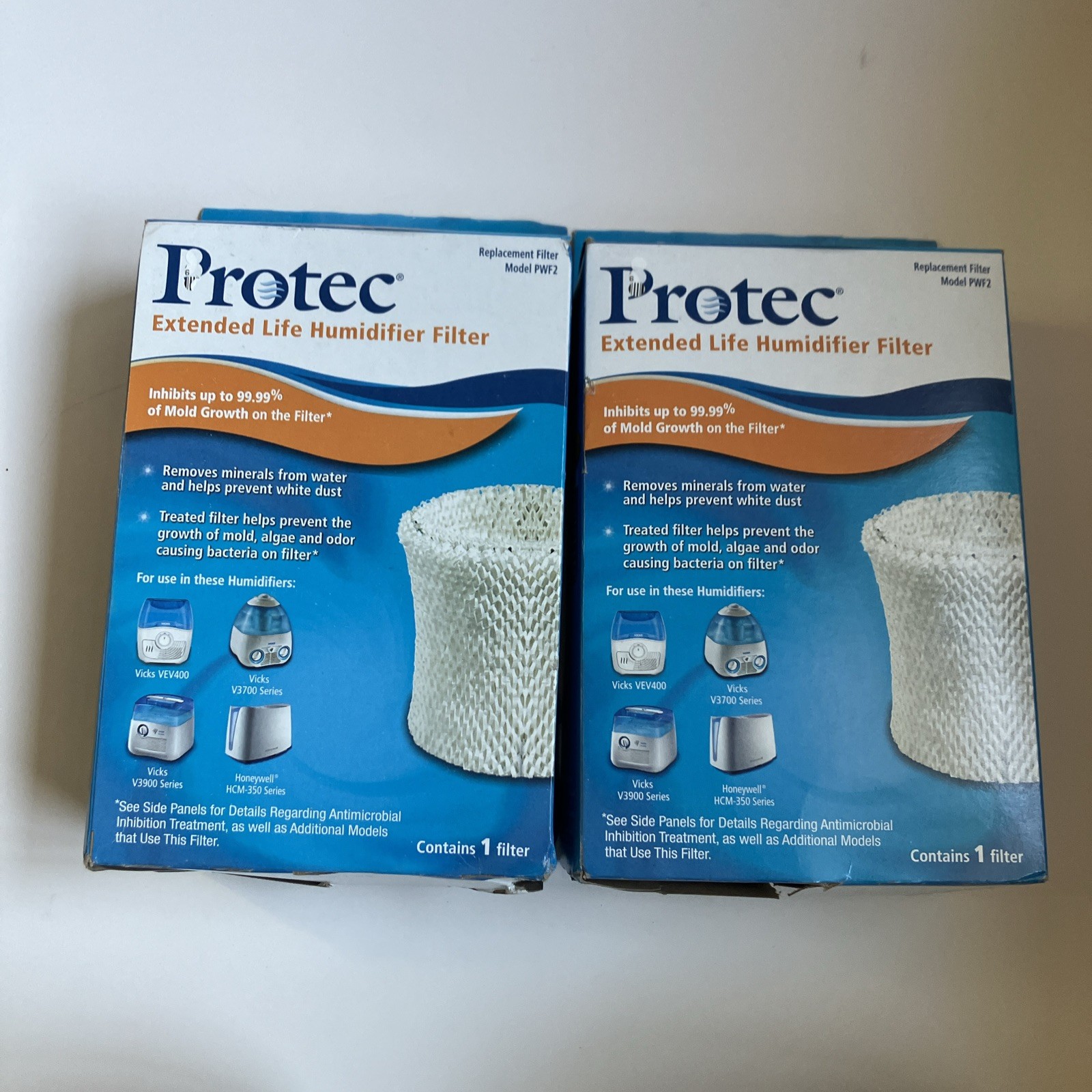 NEW 2 Pack Protec Extended Life Humidifier Filter Model PWF2 Vicks Kaz Honeywell