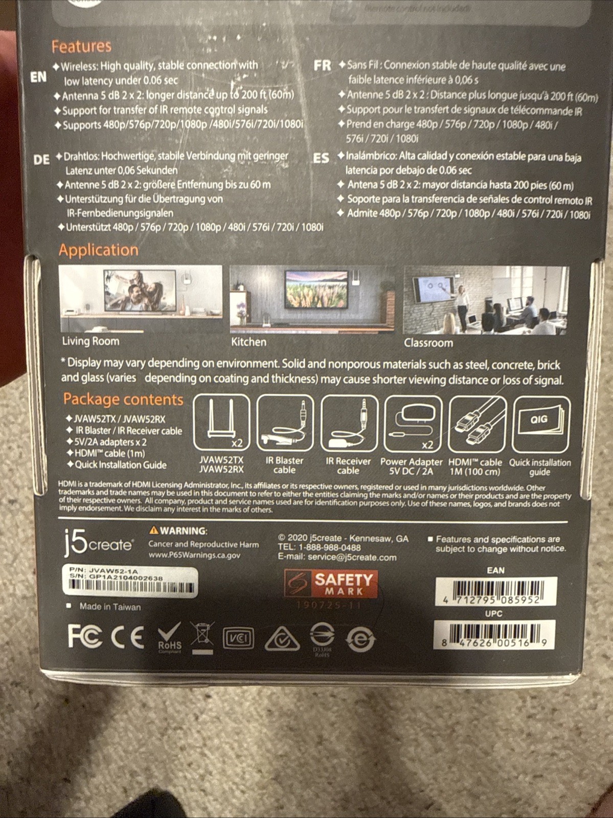 J5 Create JVAW52 Wireless Display HDMI Extender (Factory Sealed)