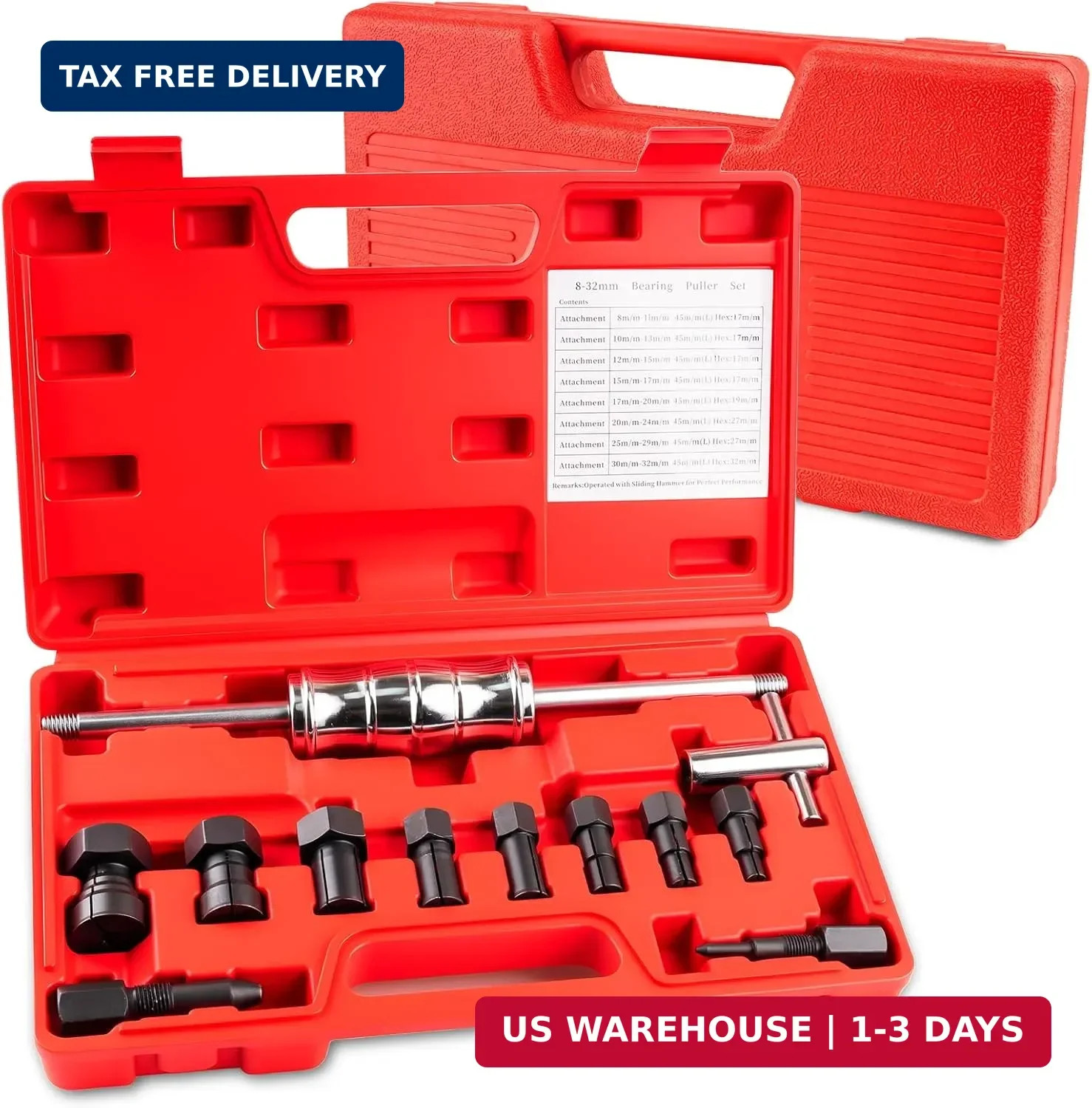 12pcs Blind Hole Collet Bearing Puller Set with Slide Hammer and Expandable Coll