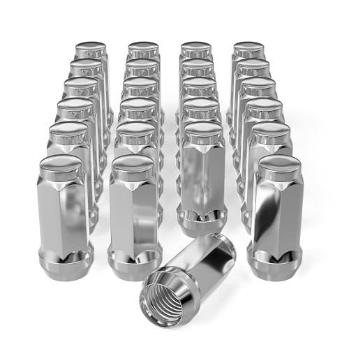 24PCS 14x1.5 Chrome Wheel Lug Nuts, 1.78 inch Closed End Bulge Acorn Lug Nuts
