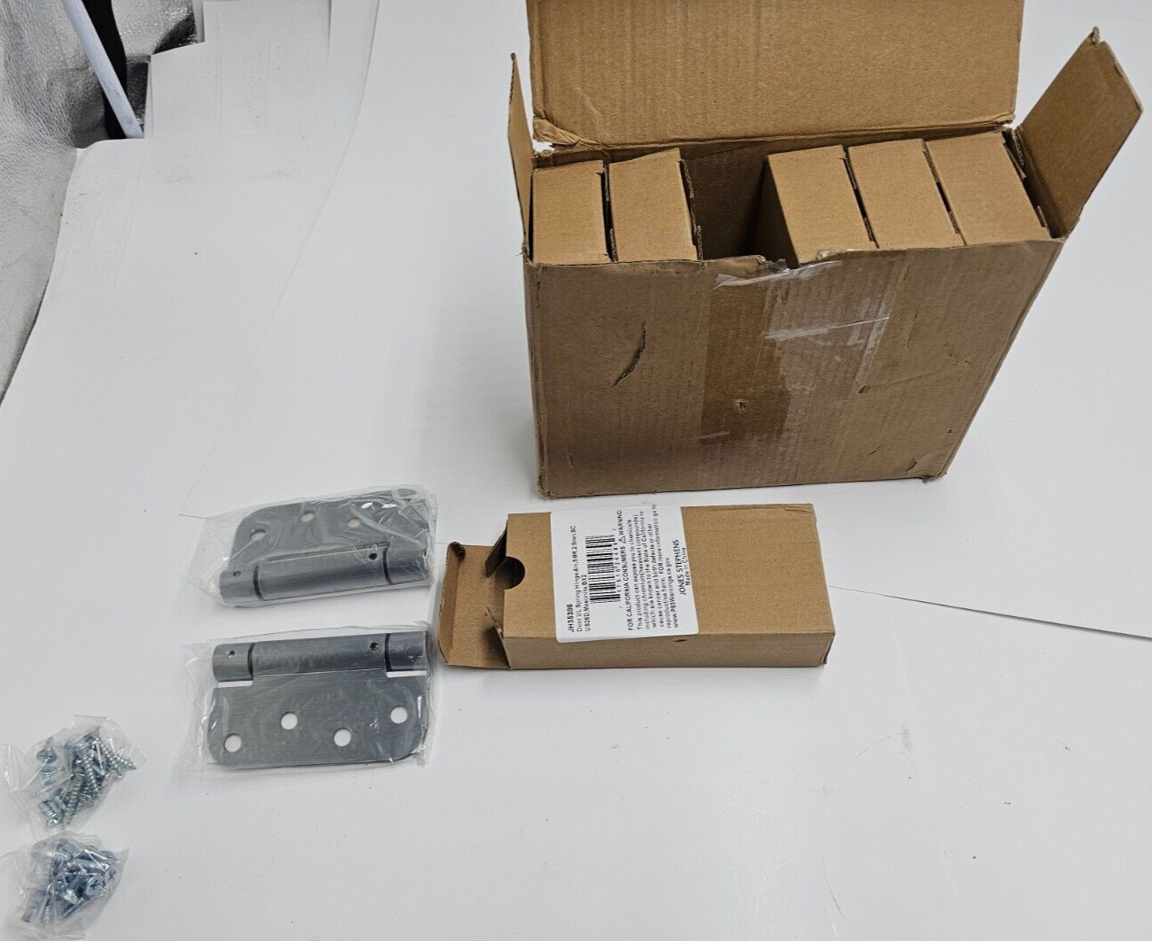 (QTY 6) Jones Stephens Door Ul Spring Hinge JH35356 4"- 5/8"r-2.5 Mm-White Prime