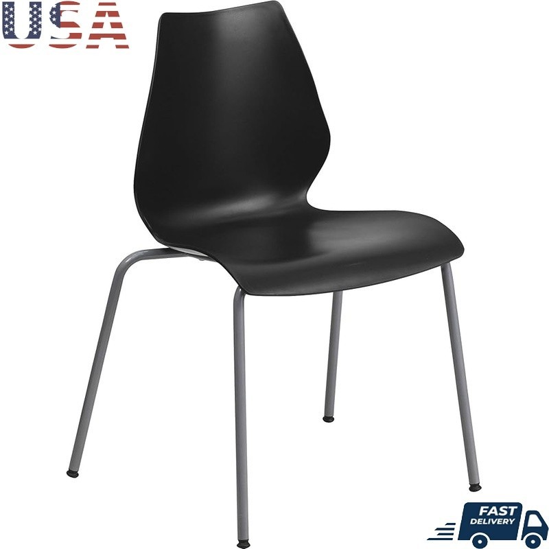 Ergonomic Stackable Chair W/ Curved Back Heavy Duty Steel Frame Training New