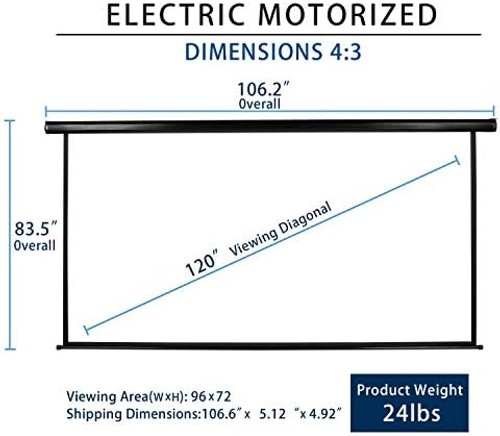 Kayle 120" Motorized Projector Screen Electric Diagonal Automatic Projection ...