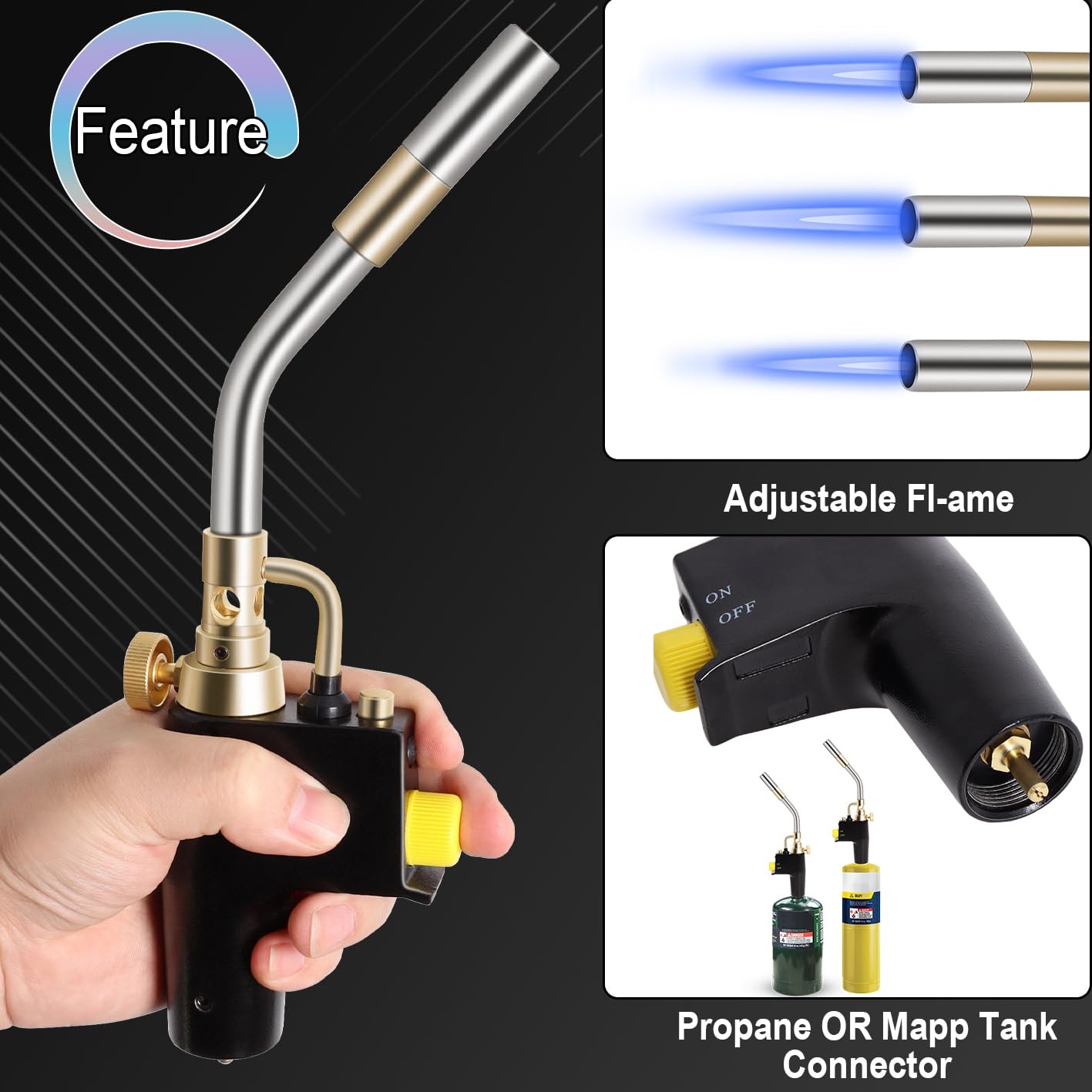 TS8000 Propane Torch Head 2 Pack by Wadoy High Intensity Trigger-Start Gold