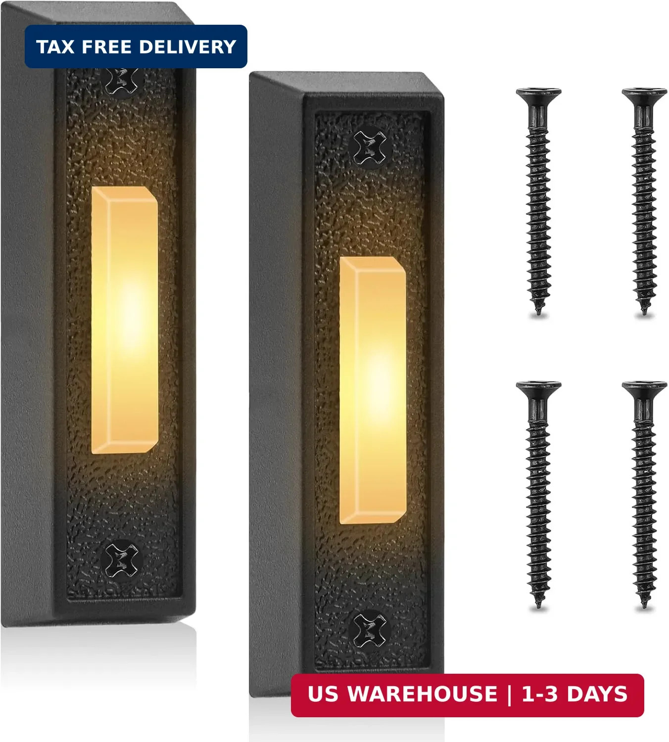 2 PCS Lighted Doorbell Button,Universal Wall Mounted Door Bell Button Wired with