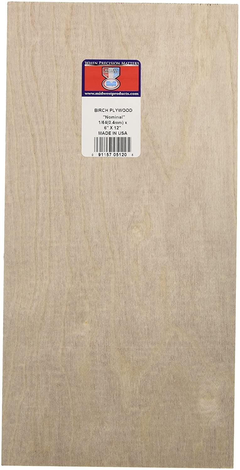 Midwest Products 5120 Birch Plywood, 1/64 x 6 x 12-Inch One Size