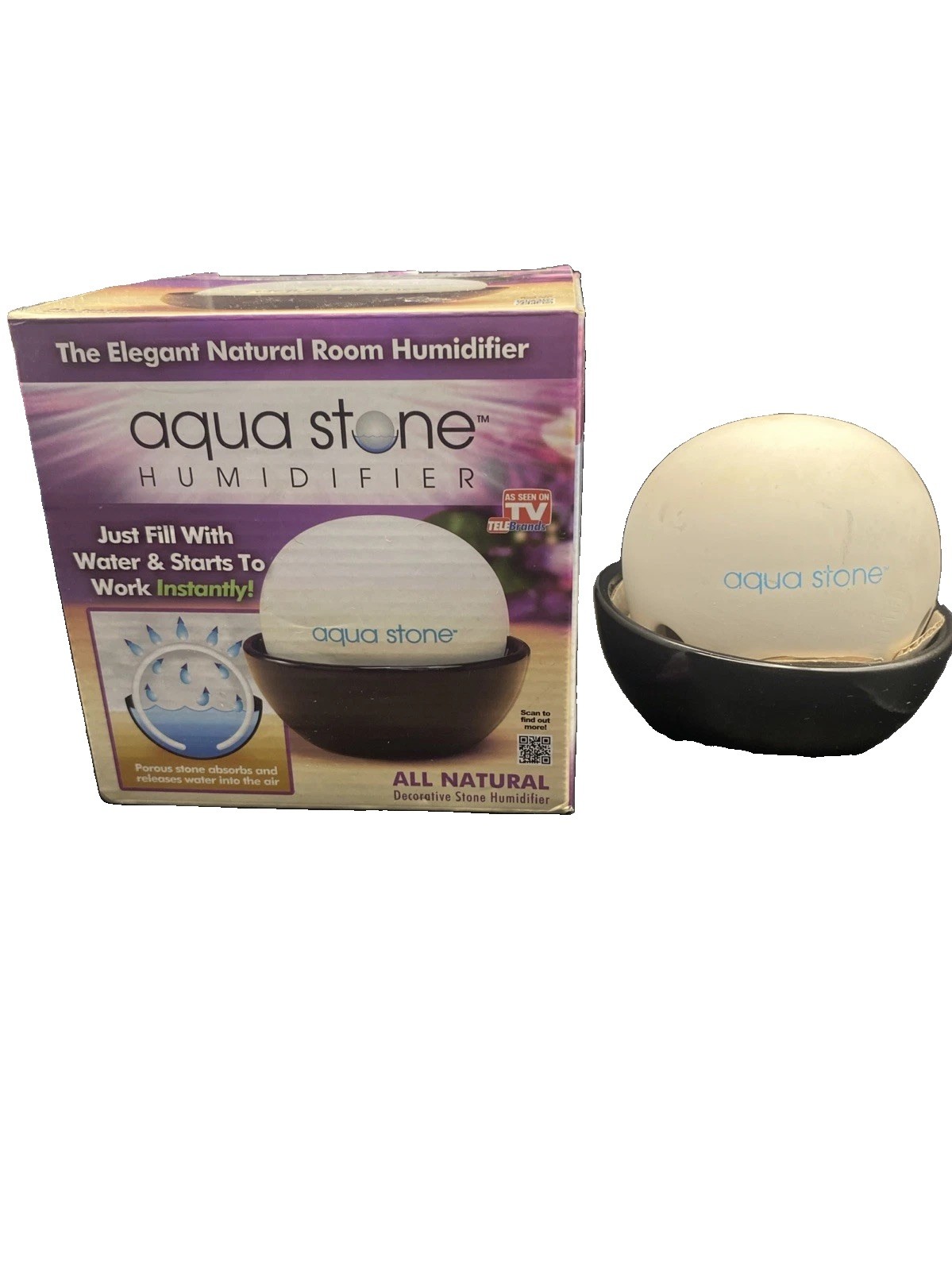 Aqua Stone Natural Decorative Water Humidifier Porous Stone w/ Box As Seen TV