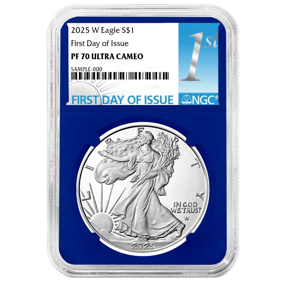 2025-W Proof $1 American Silver Eagle NGC PF70UC FDI First Label Blue Core