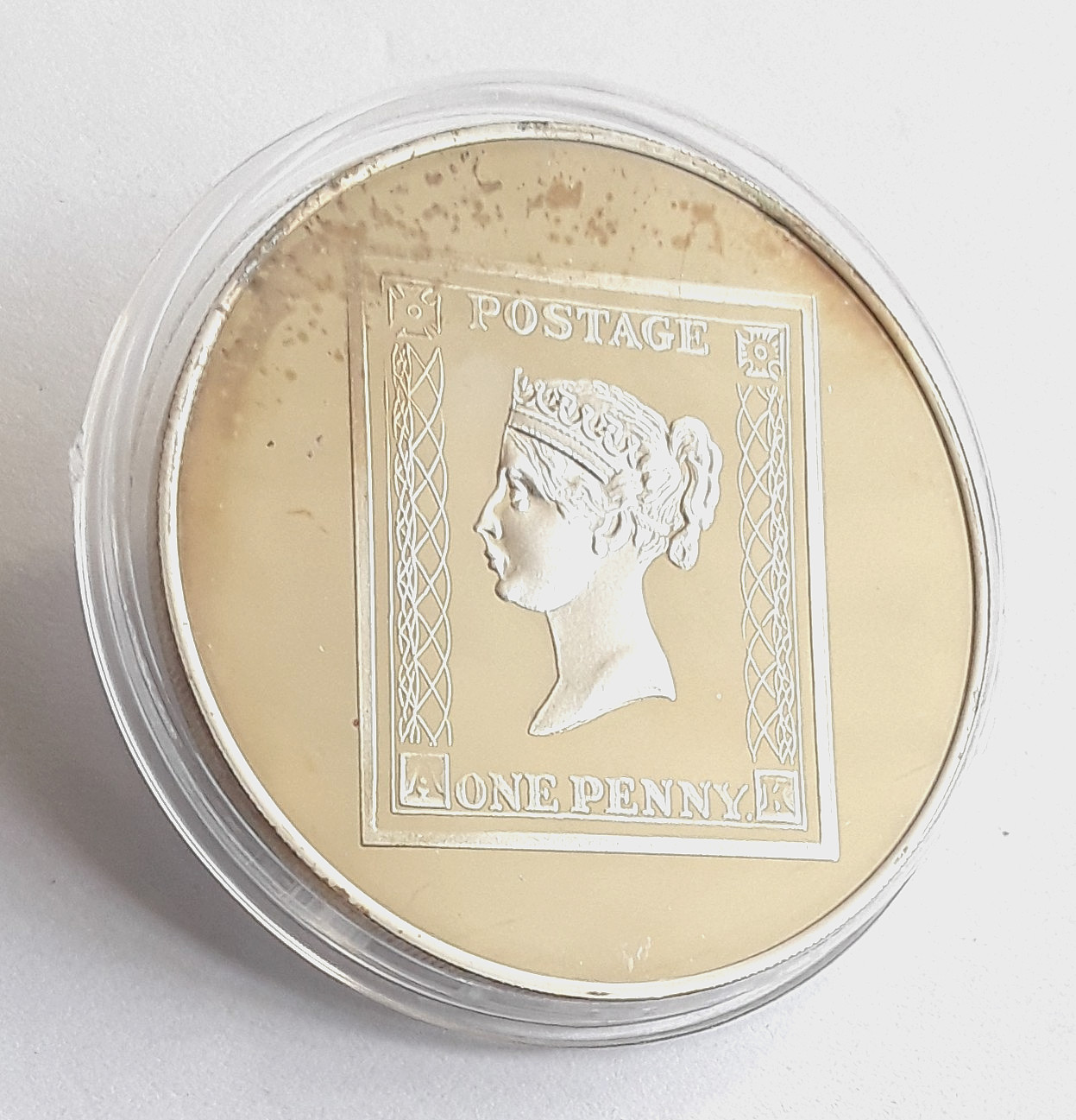1977 UNITED KINGDOM QE2 SILVER JUBILEE MEDAL 925 29g ONE PENNY BLACK STAMP..N733