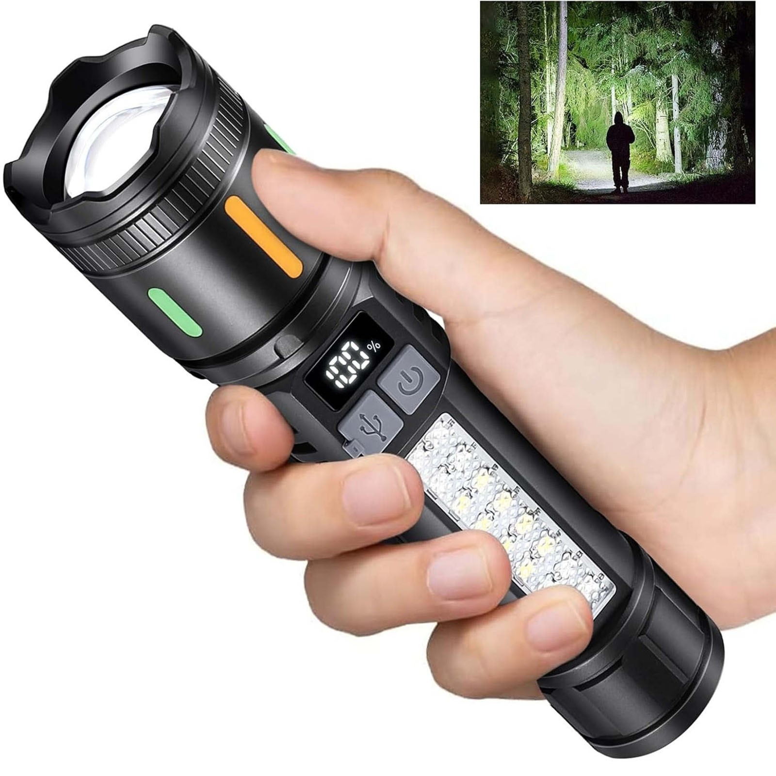 3000 Lumens Super Bright Tactical Flashlight Rechargeable 5 Modes Compact Design