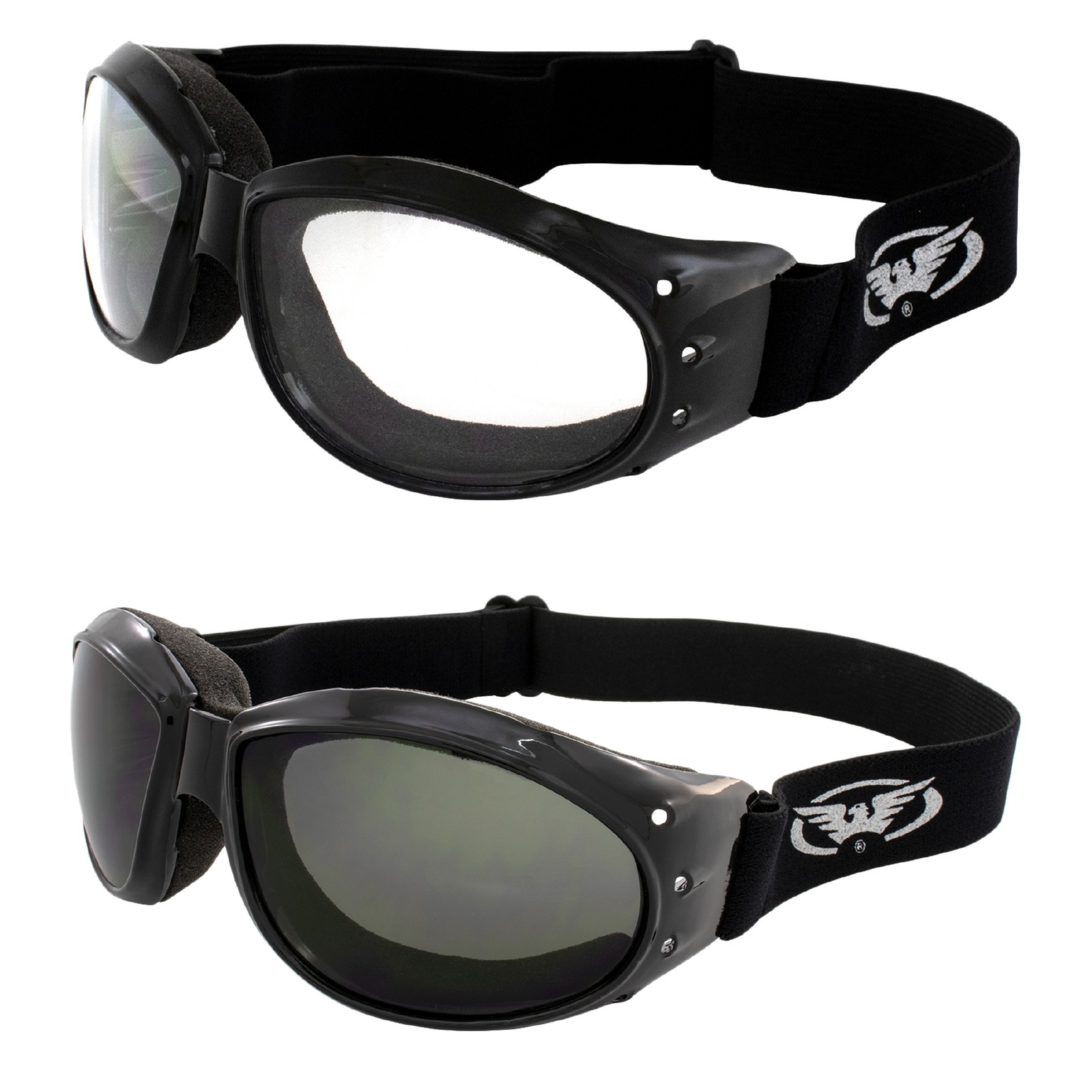 Global Vision Burning Man Special 2 Pair Motorcycle Goggles Anti Fog Clear and