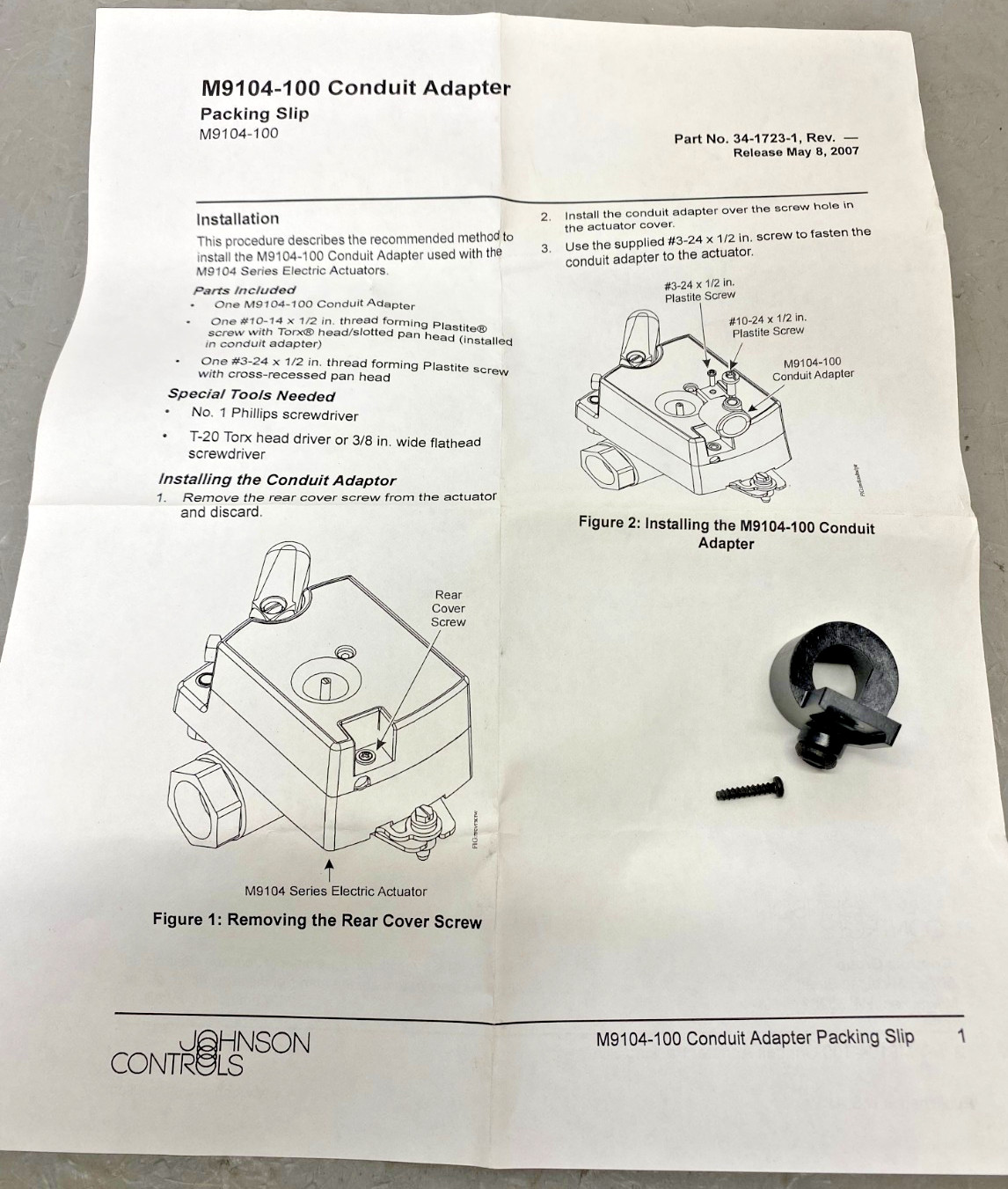 Johson Controls M9104-100 Conduit Fitting Kit
