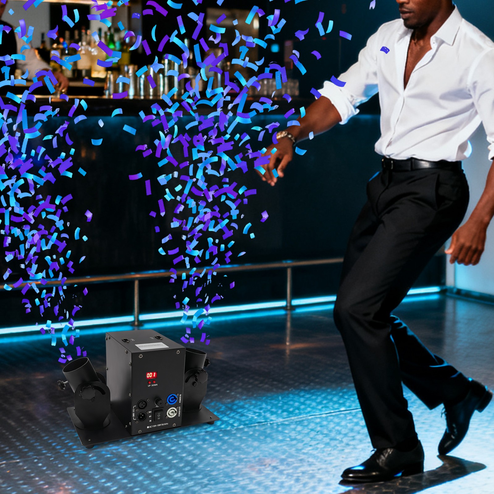 Double-Head Confetti Machine Electric Confetti Cannons Launcher DMX512 & Remote