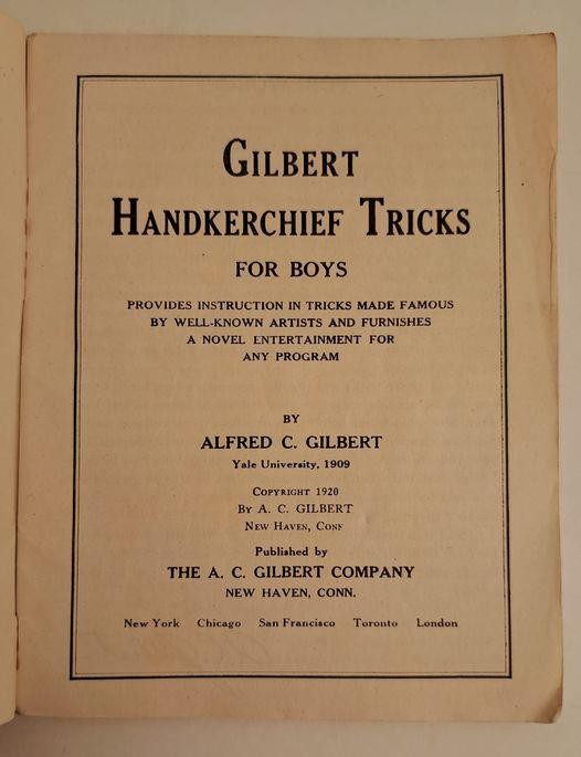 1920 A. C. Gilbert Handkerchief Tricks For Boys Magic Book