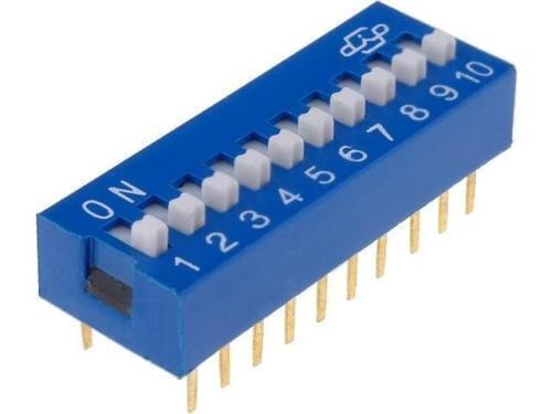 DS-10 SWITCH DIP-SWITCH Poles number 10 ON-OFF 0.05A/12VDC 100mΩ DS10