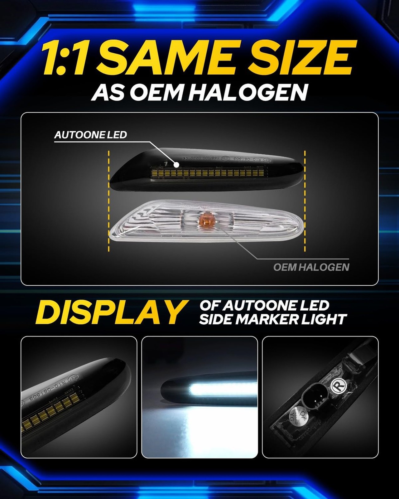 AUTOONE Dynamic & Sequential White LED Side Marker Lights for BMW E84 E81 E82...