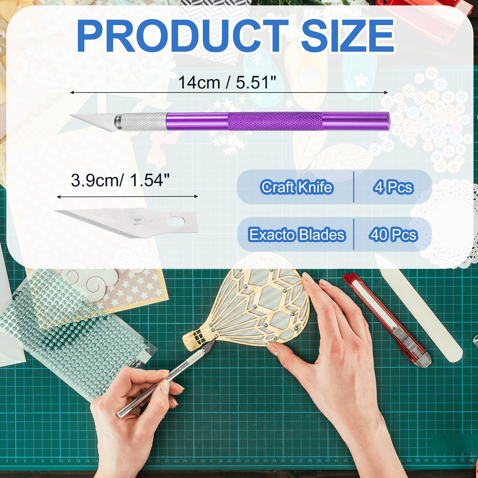44 Pcs Exacto Knife Set (Purple)