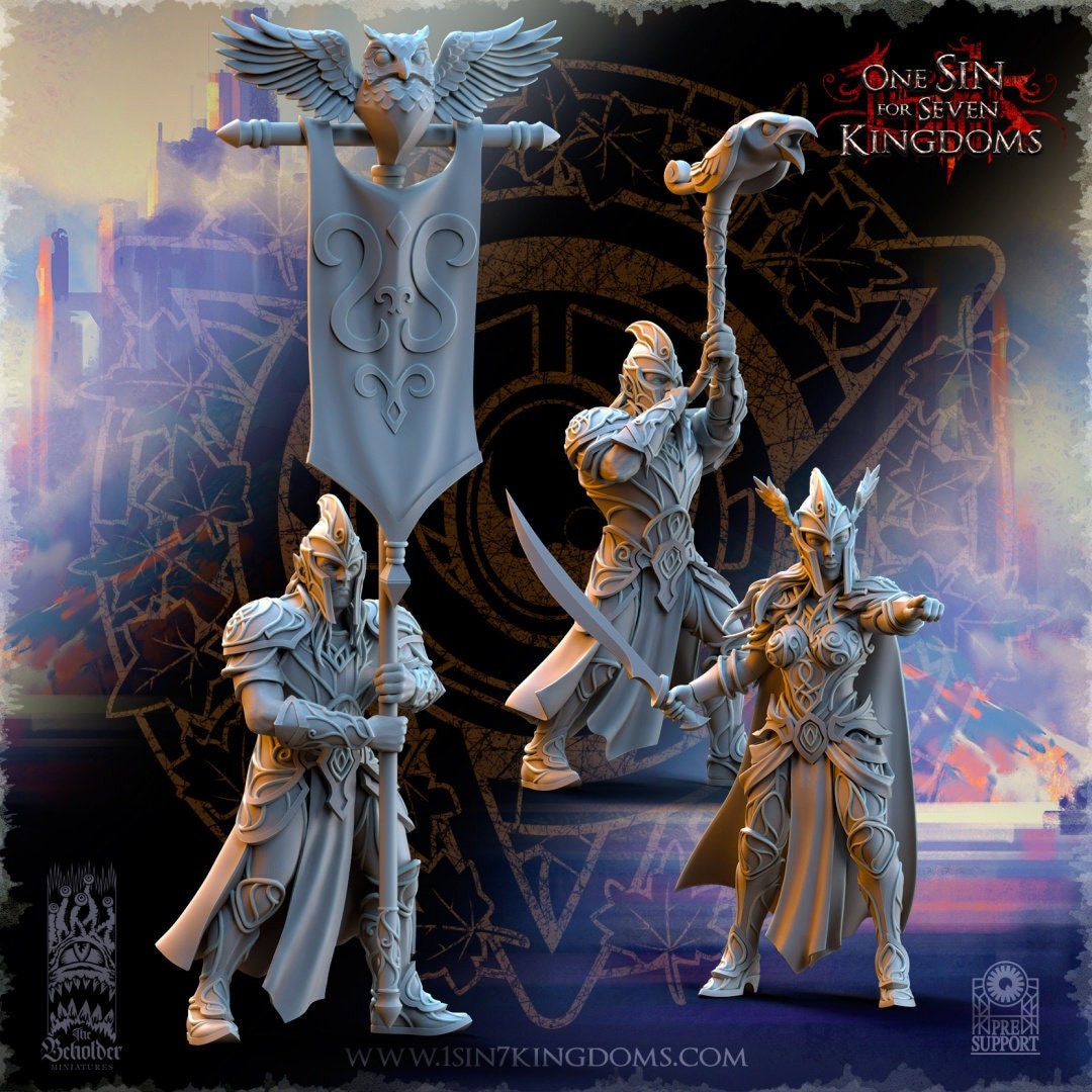 SilverMoor Elf Command unit | The Beholder Miniatures