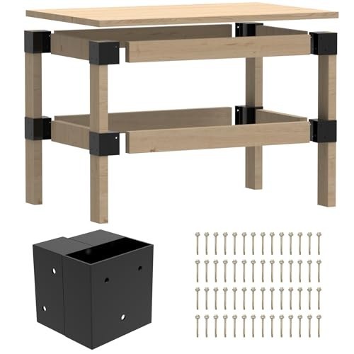 Heavy Duty 2' x 4' Workbench Kit - 8 PCS Metal Brackets for DIY Garage Table