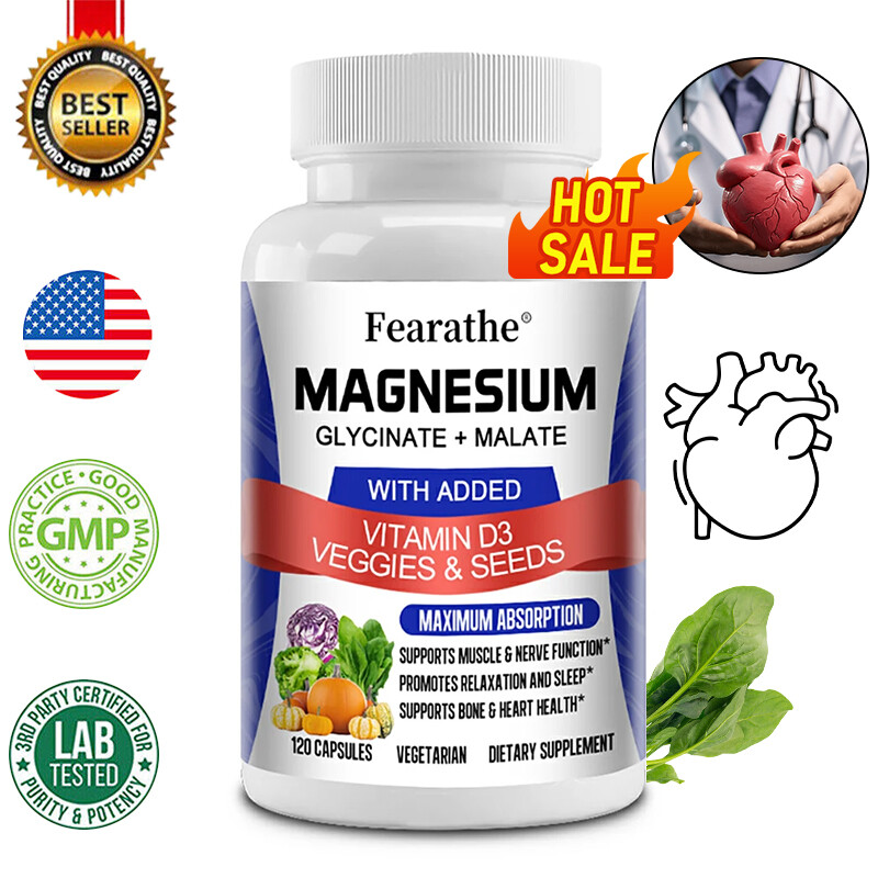 Magnesium Glycinate 500mg - Sleep, Stress Relief Muscle Health Support Bone