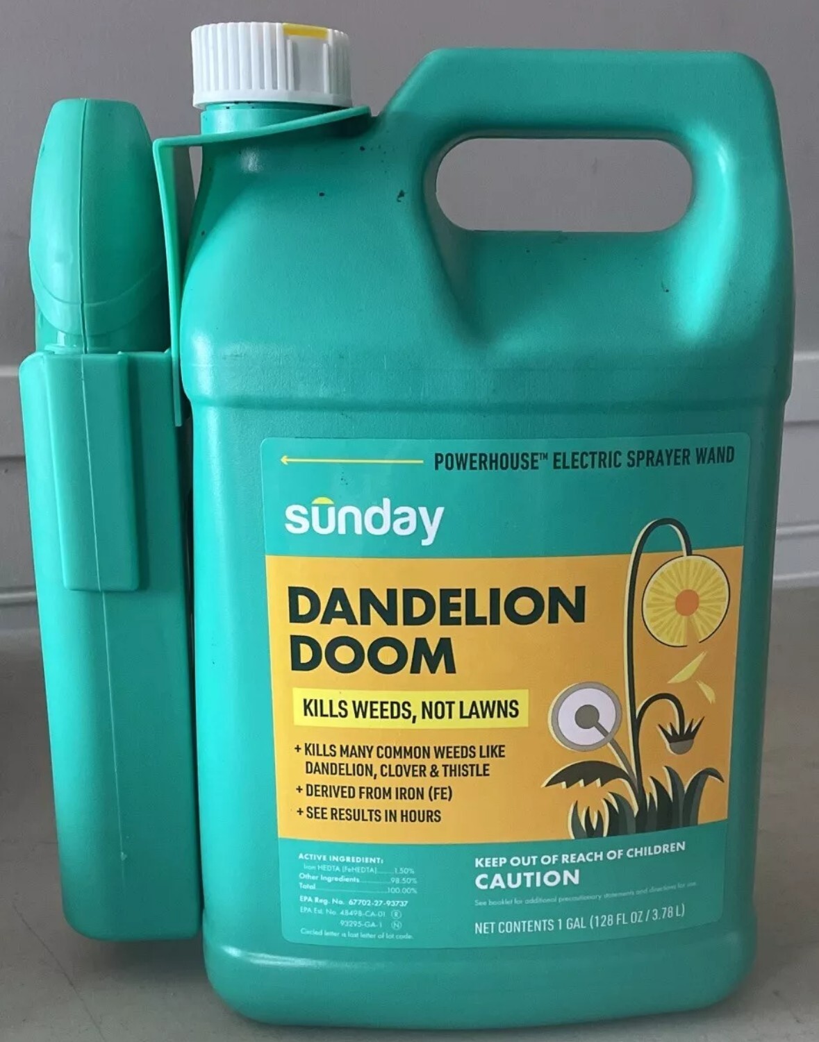 Sunday Dandelion Doom - Sunday Spot Weed Control 1 gallon Bottle- NEW W/Sprayer