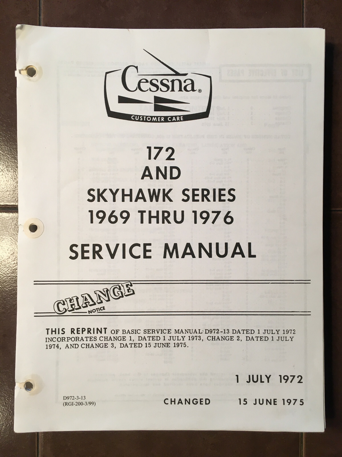 1969-1976 Cessna Model 172K 172L 172M F172H F172K F172L F172M Service Manual