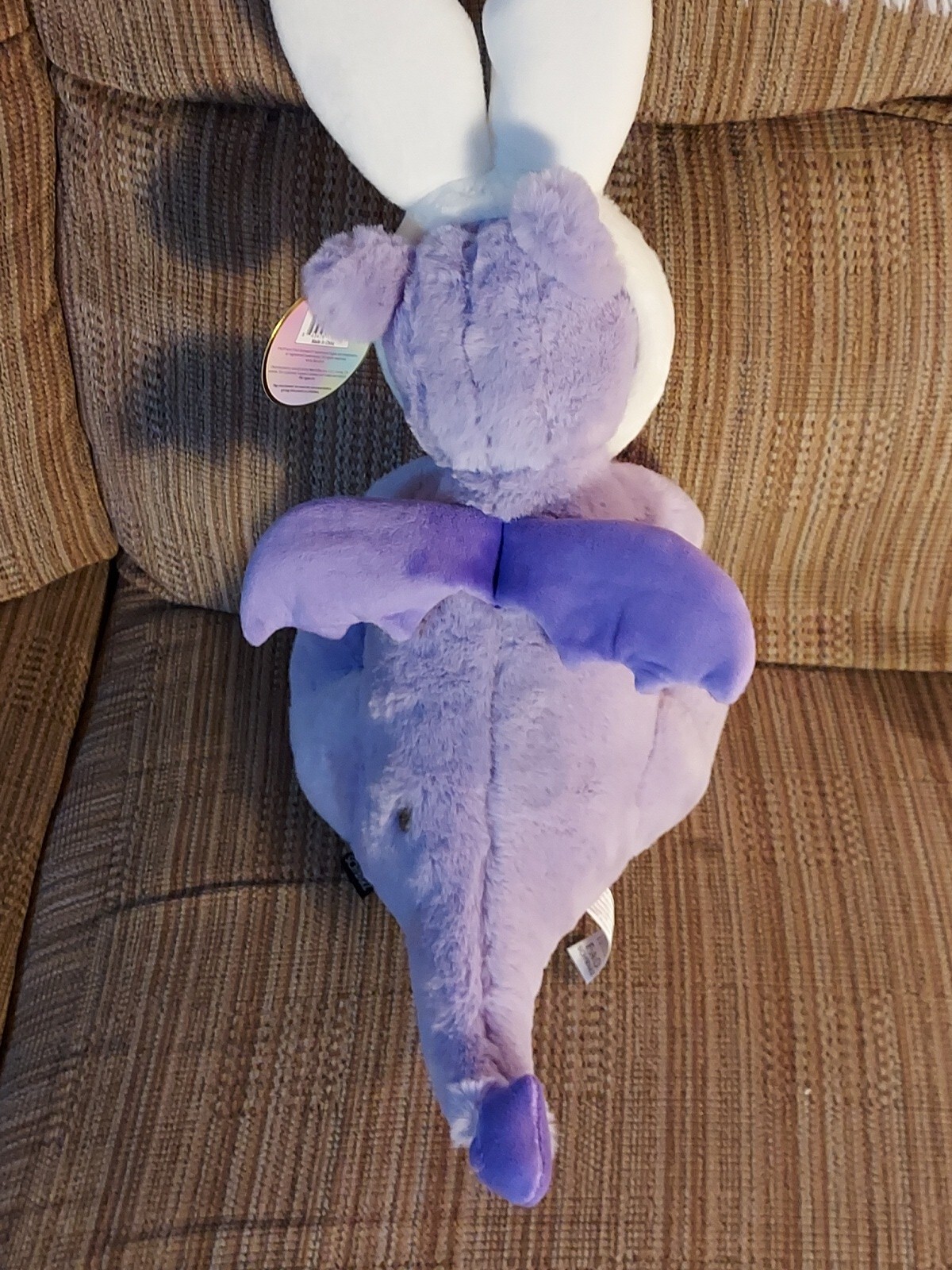 FAO Schwarz plush Purple Dragon Sparklers bow Easter bunny ears 16" NWT