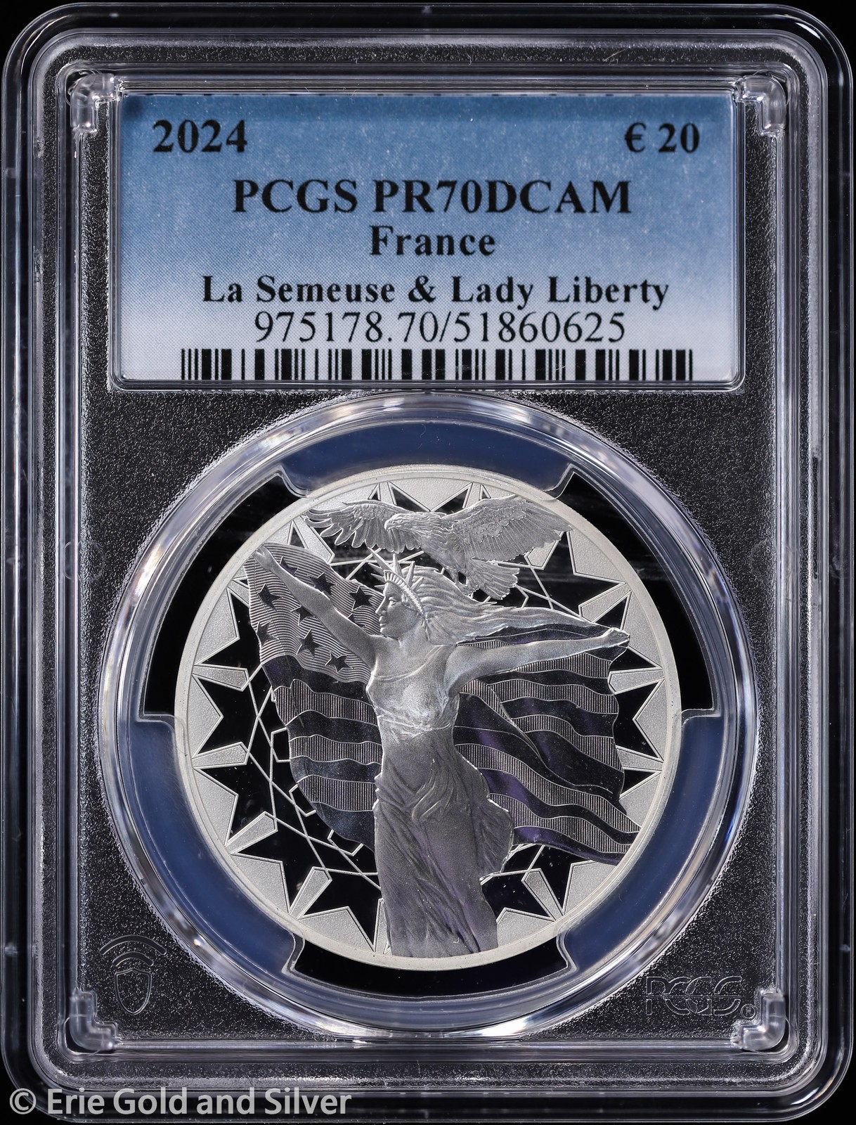2024 €20 France The Sower & Lady Liberty 1 oz Silver Proof Coin PCGS PR 70 DCAM