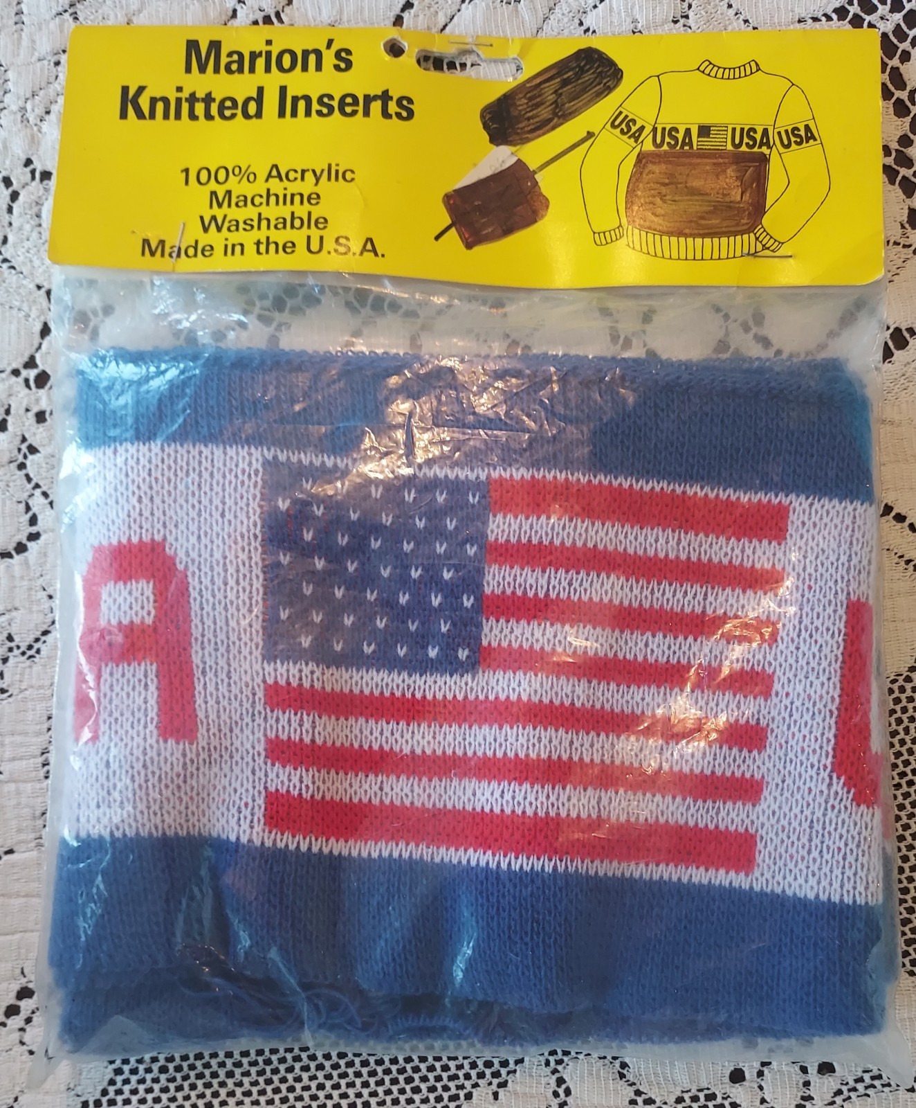 Vtg Marion's Knitted Inserts USA AmericanFlag Sweaters Crafts Sewing 4th Of July