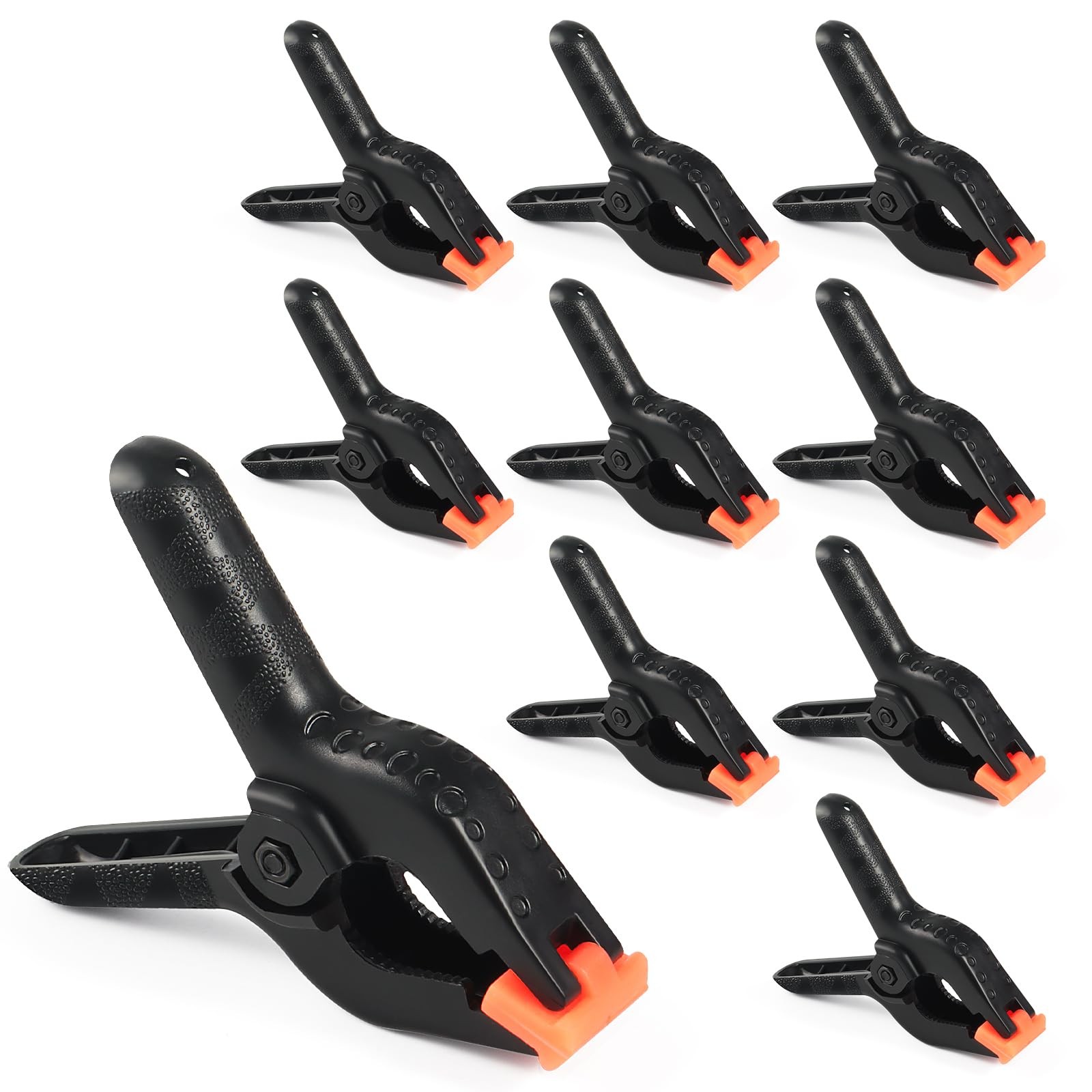 RELBRO 4.5 Inch Heavy Duty Plastic Spring Clamps, Black, 10 Pack