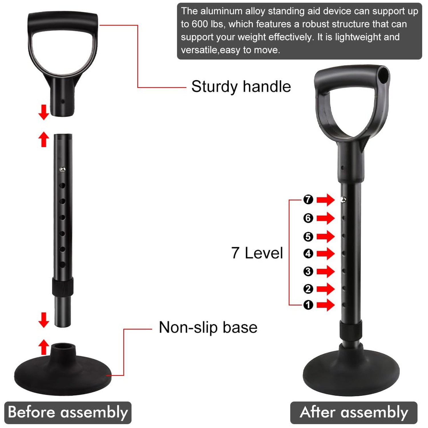 Mobility Aids Tool, Adjustable Mobile Standing Aid, Portable Aid for The Elde...