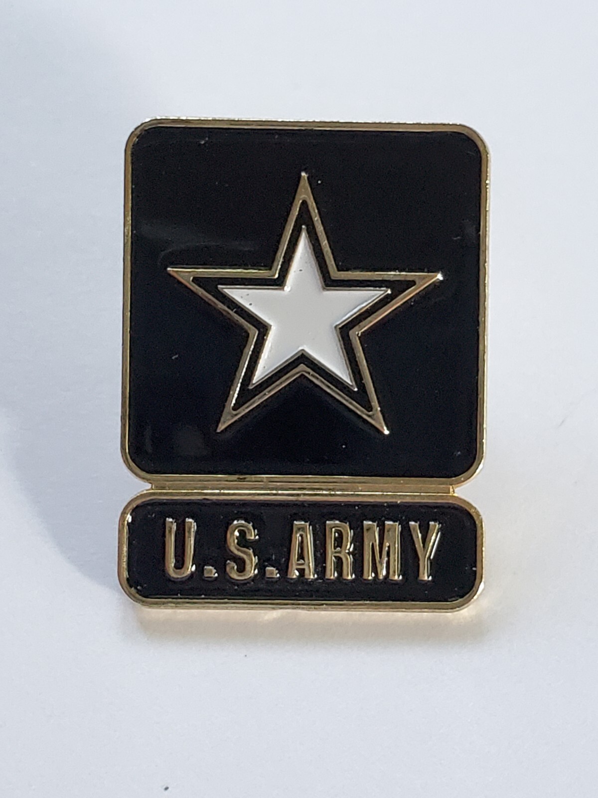U.S. Army Military white Star black Enamel Metal Lapel Pin Pinback .75"x1"