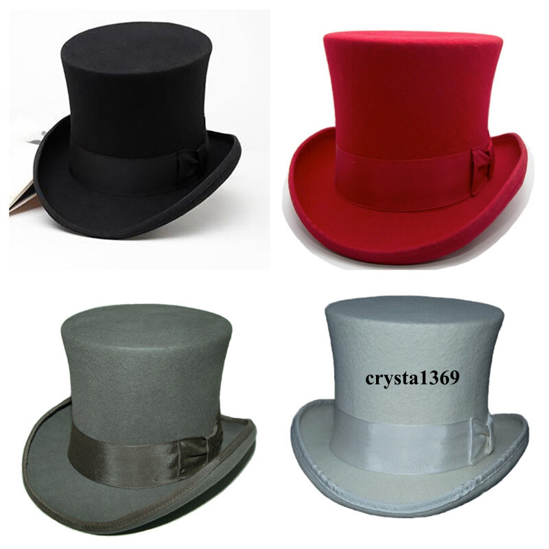 Vintage Top Hat Magic Performing Cap Wool Mad Hatter Tall Hat Height 18CM Gift
