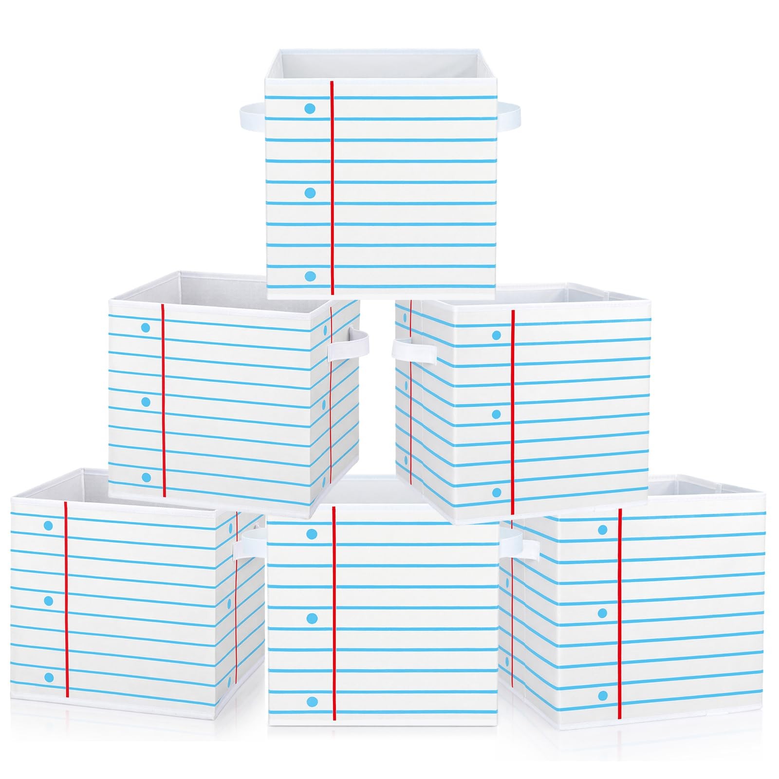 6 Pcs 11in Notebook Fabric Storage Bins Classroom Must Have Cubby Basket Bins...