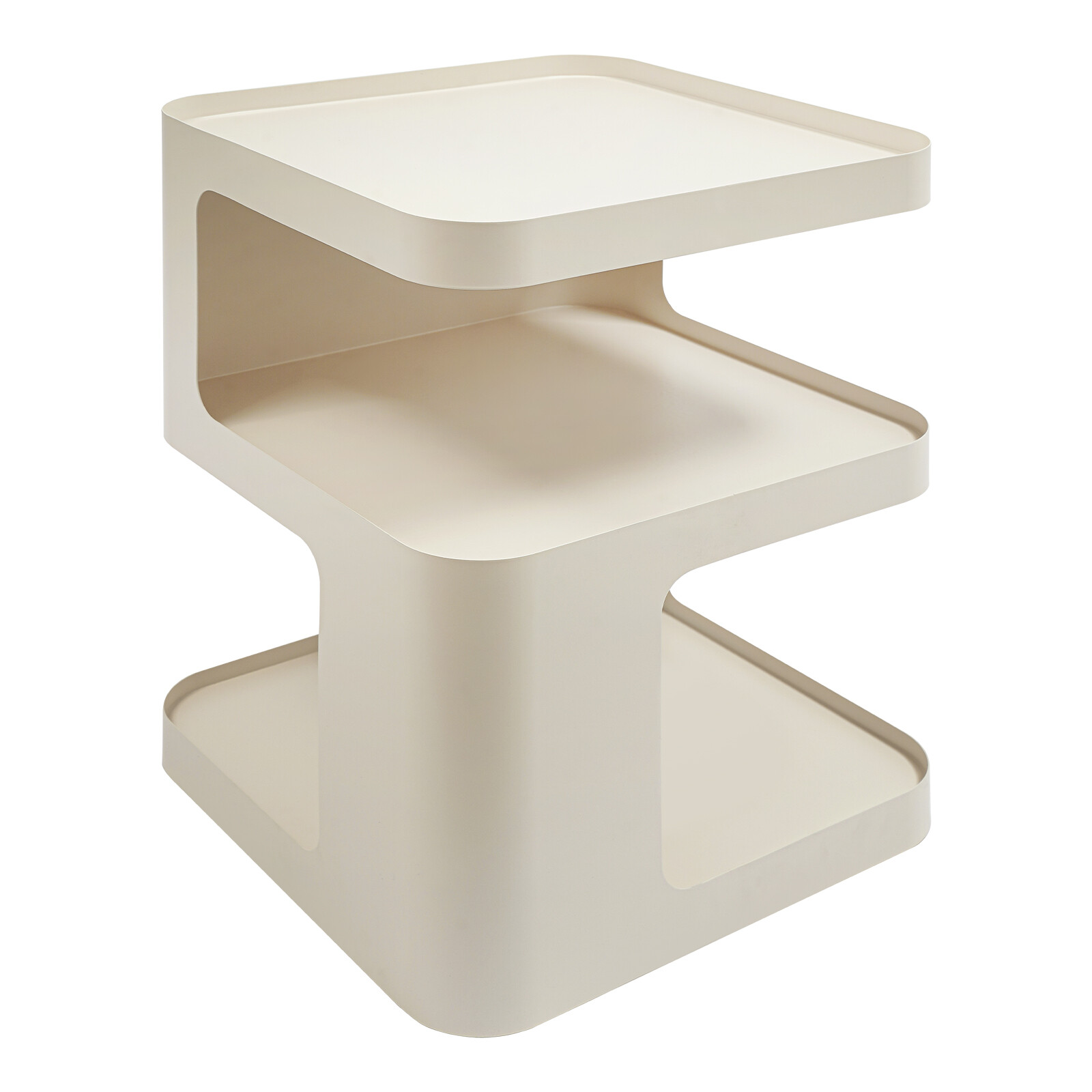 3-Tier Cream/Black Square Modern Side Table Metal Nightstand Modern End Table