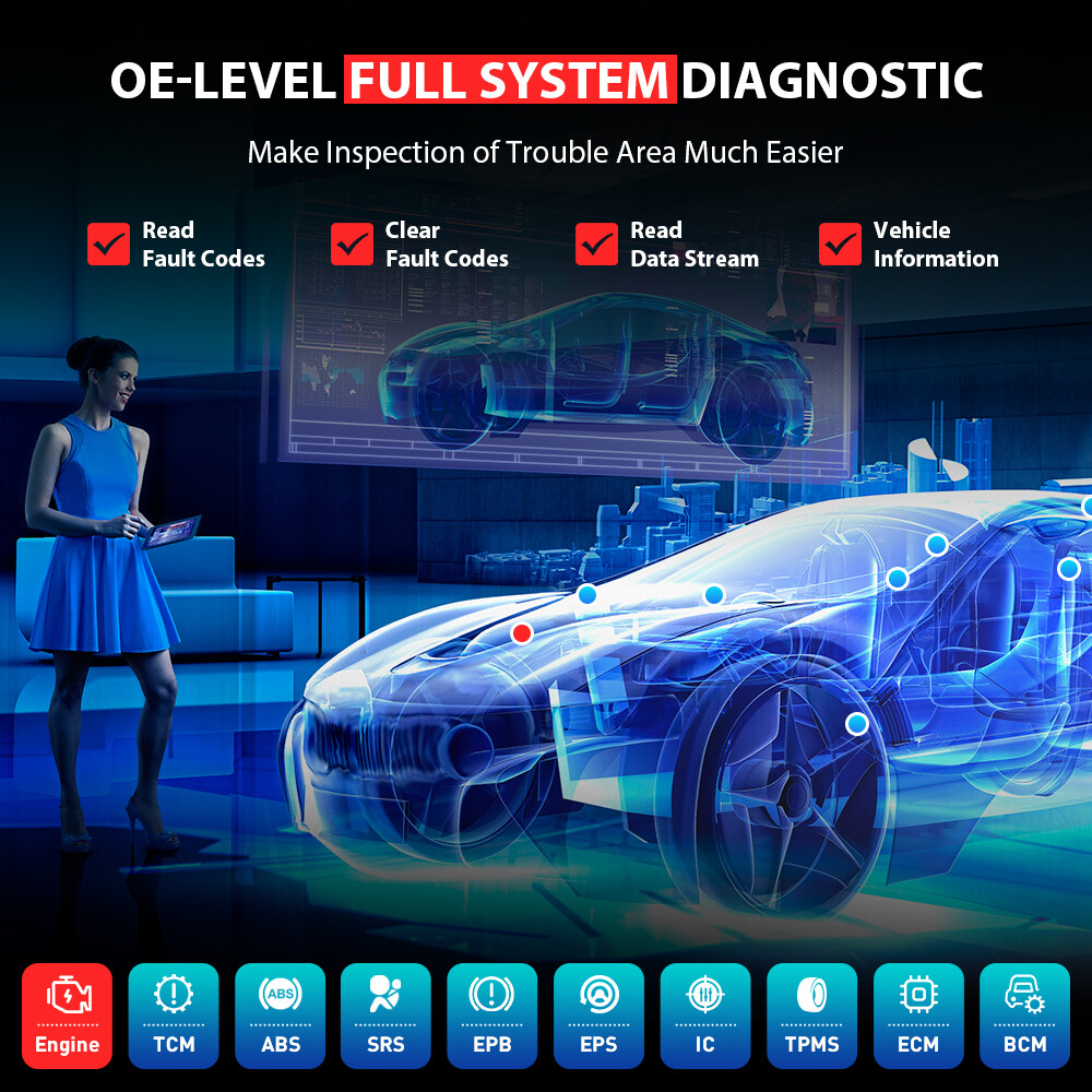 MUCAR VO8 Car ALL System Diagnostic Tool OBD2 Bidirectional Scanner E-CU Coding