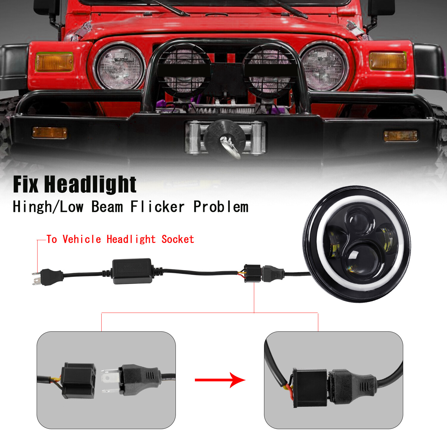 2pcs H4 9003 LED Headlight Canbus Adapter Harness Decoder Anti Flicker
