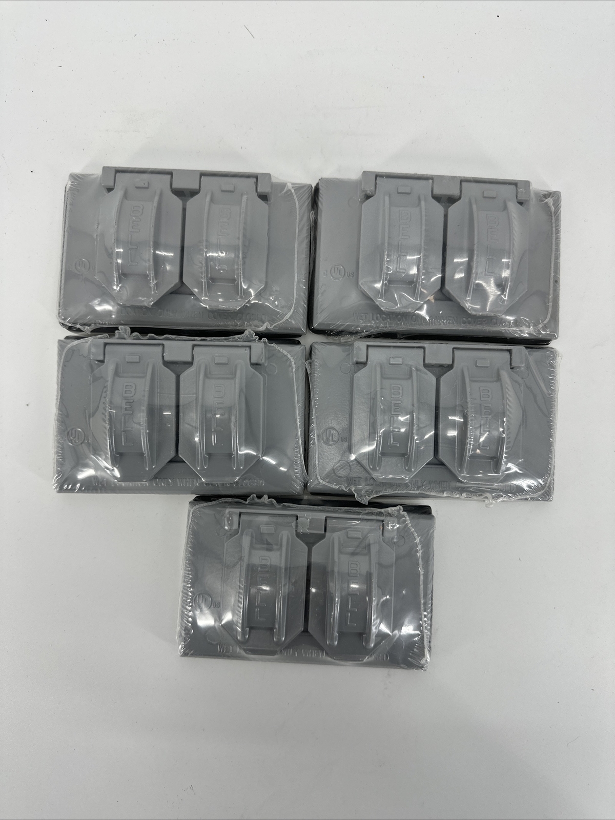 LOT OF 5 Bell Outdoor 5180-0 Duplex Receptacle Weatherproof Cover 1-Gang Gray
