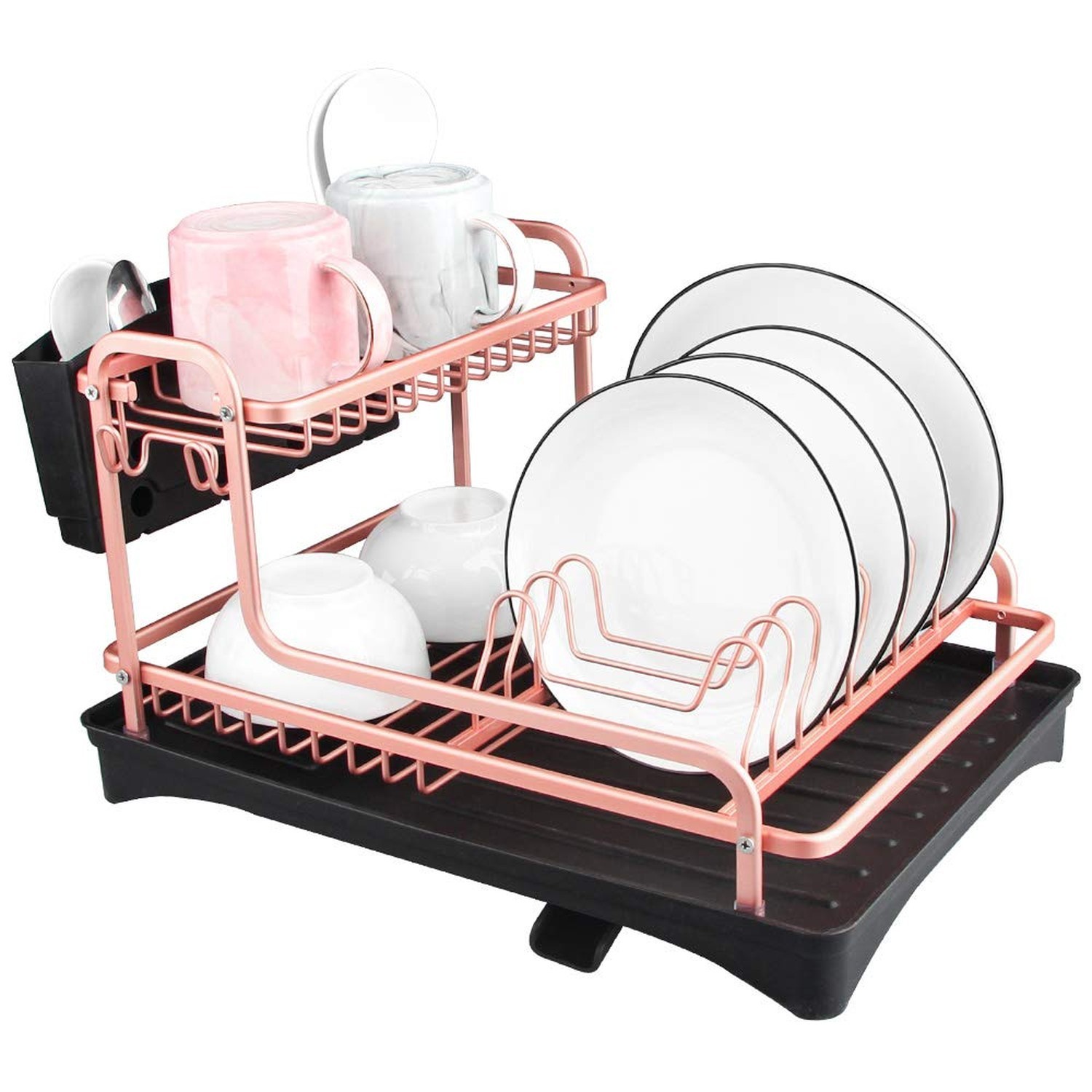 Tomorotec Never Rust Aluminum Dish Rack and Drain Board with Utensil Holder, ...