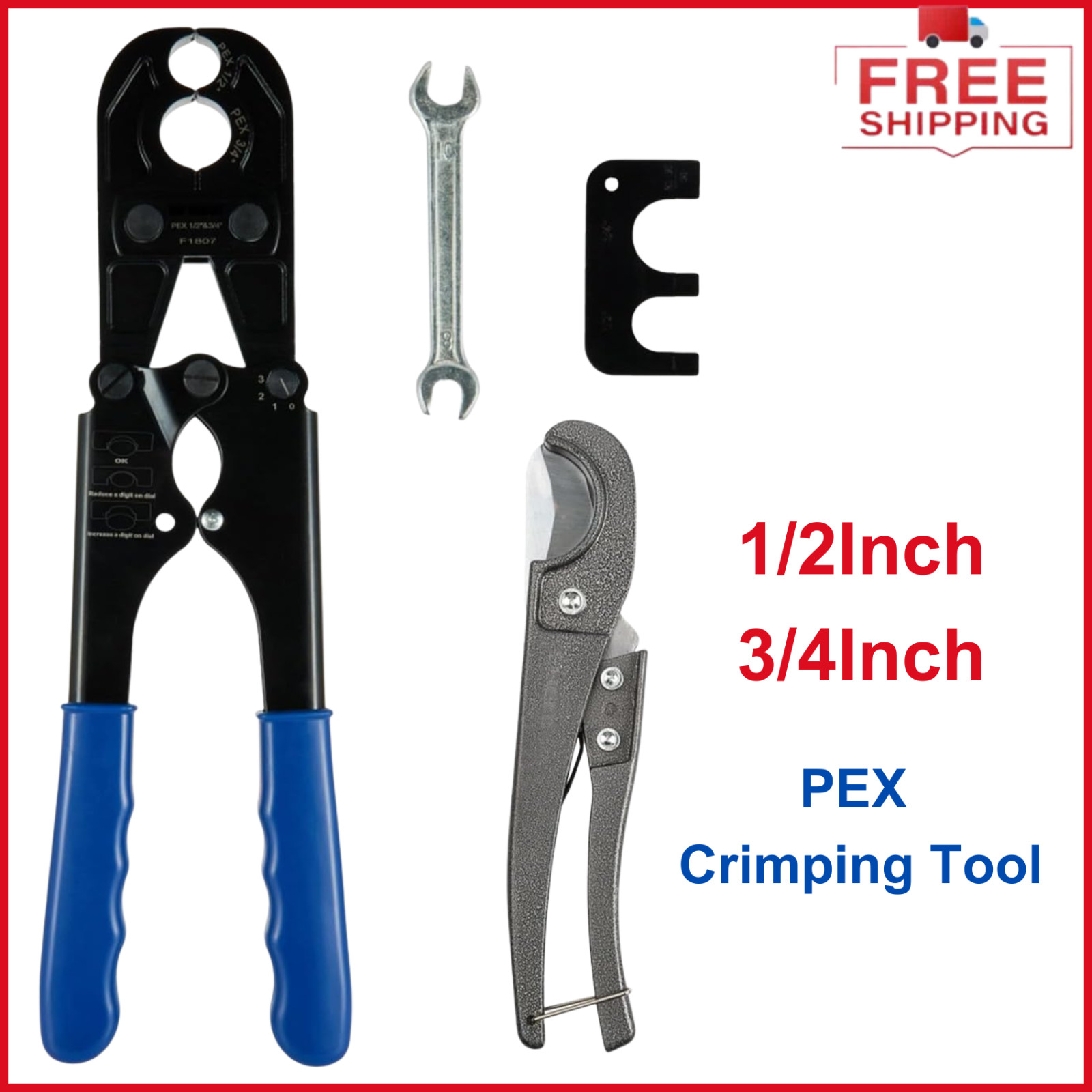 PEX Copper Crimping Tool Steel,1/2Inch,3/4Inch Combo Metal Structure Pipe Cutter