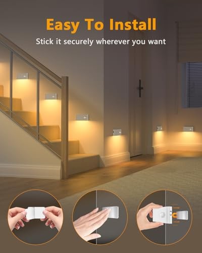 Rechargeable Night Lights, Warm Motion Sensor Night Lights, 8 Pack White