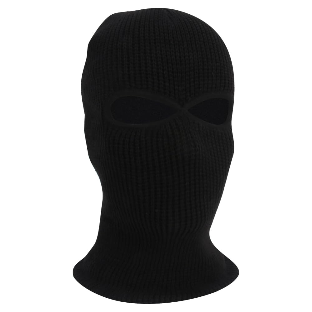 Winter Knitted Balaclava Full Face Mask 2 Hole Ski One Size, Black